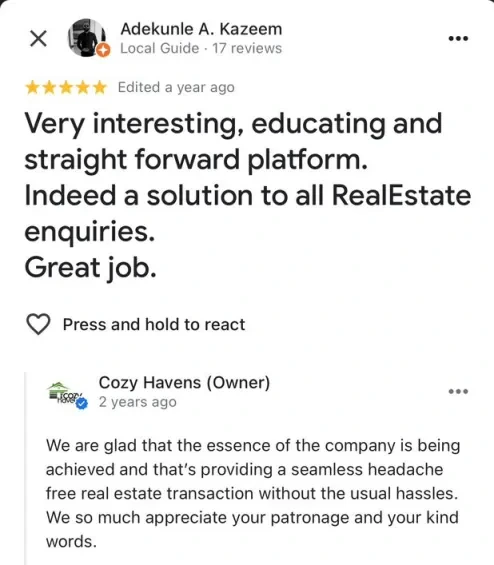 Client testimonial