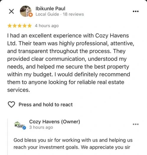 Client testimonial