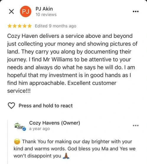Client testimonial